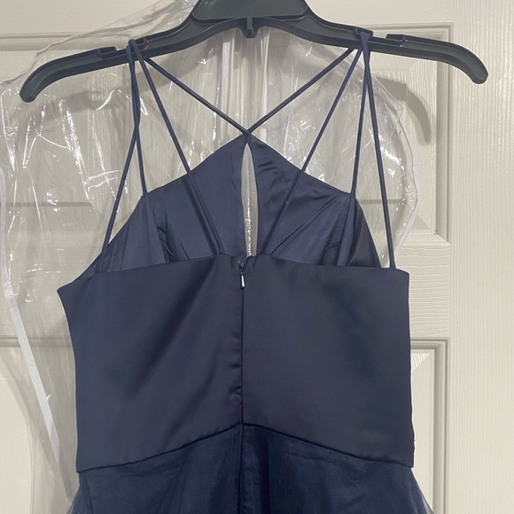 NAVY BLUE SATIN TOP GOWN - Picture 3 of 3